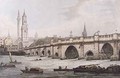 View of London Bridge including the Church of St Magus and The Monument - (after) Farington, Joseph