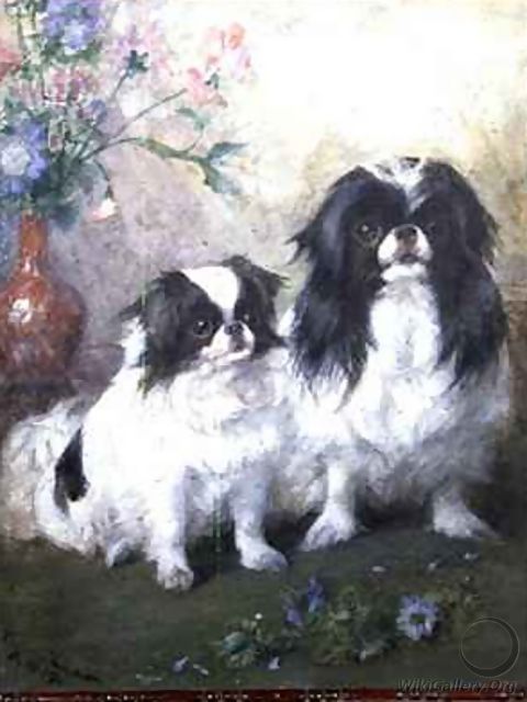 A Japanese Chin Bitch and her Puppy - Frances C. Fairman