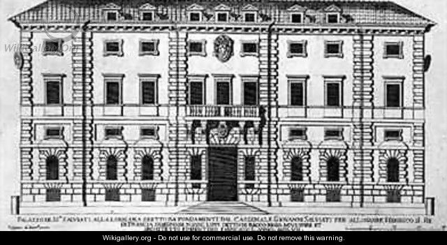View of the facade of Palazzo Salviati in Rome - (after) Ferrerio, Pietro