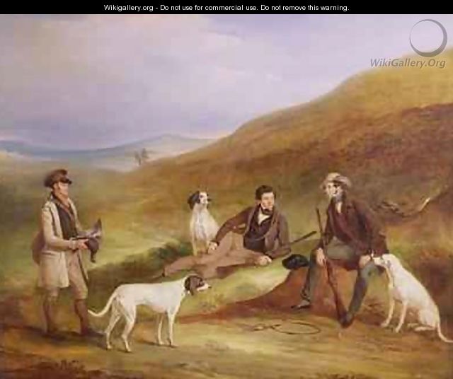 Edward Horner Reynard and his Brother George Grouse Shooting with the Keeper Tully Lamb at Middlesmoor Yorkshire - John Ferneley, Snr.