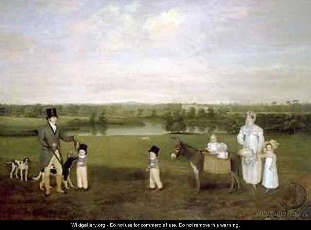 William Hetton Cooke with his Wife and Children at Worleston Rookery Chester - John Ferneley, Snr.