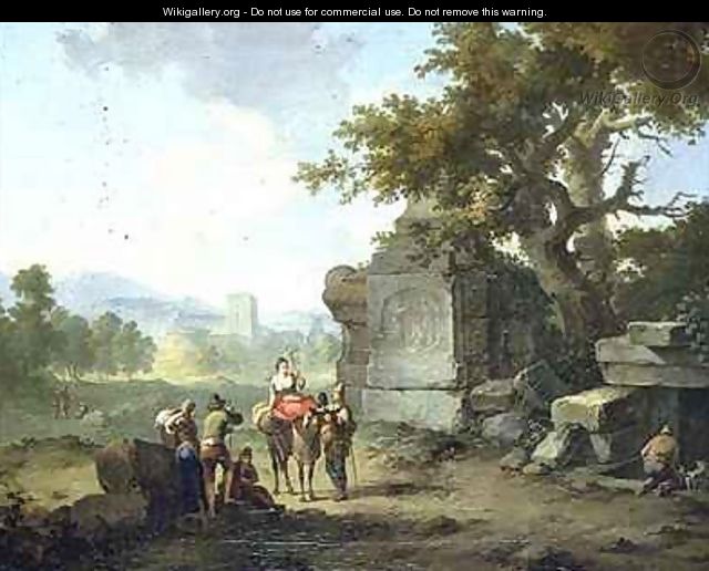 Rustic Landscape with Travellers - Franz Ferg