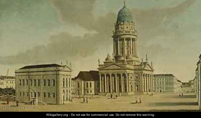 View of the Gendarmenmarkt with the French playhouse and cathedral Berlin - Karl Friedrich Fechhelm