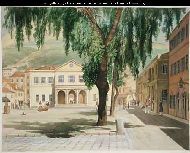 Commercial Square the Commercial Library and the Main Guard City of Gibraltar - Thomas Colman Dibdin