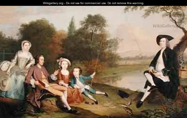 Portrait of a Family traditionally known as the Swaine family of Fencroft Cambridgeshire - Arthur Devis