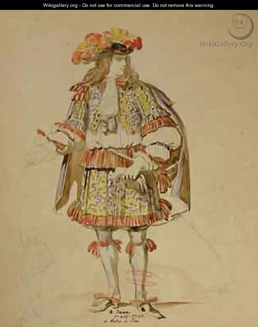 Costume design for an 1847 production of Don Juan 3 - Achille-Jacques-Jean-Marie Deveria