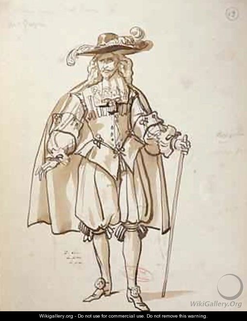 Costume design for an 1847 production of Don Juan - Achille-Jacques-Jean-Marie Deveria