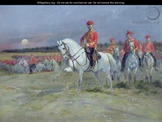 Tsarevich Nicolas 1894-1917 Reviewing the Troops - Jean Baptiste Edouard Detaille