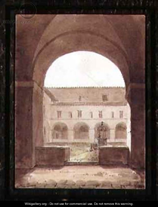 View of a Cloister with a Well - Paul Emile (or Destouches) Detouche