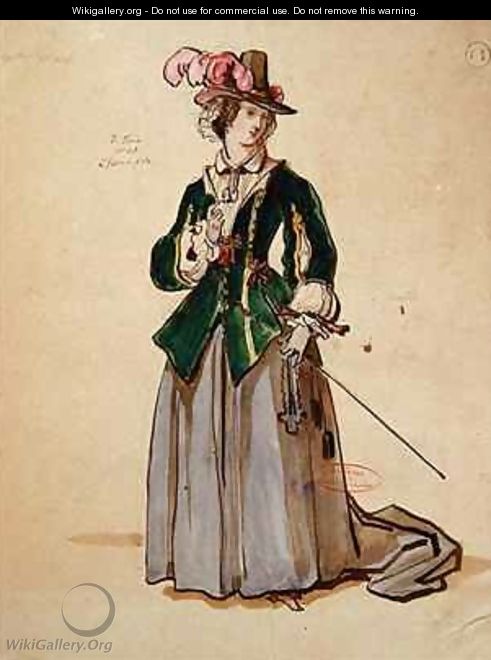 Costume design for Dona Elvire in an 1847 production of Don Juan - Achille-Jacques-Jean-Marie Deveria