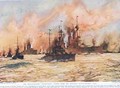 The Battle Cruiser Indomitable towing home the wounded Battle Cruiser Lion - Charles Edward Dixon