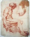 Seated Male Nude Crowned with a Laurel Garland and a Study of a Foot - Jessica Stewart Dismorr