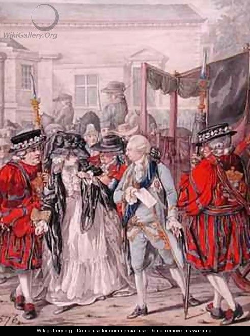 Margaret Nicholson Attempting to Assassinate His Majesty George III 1738-1820 at the Garden Entrance of St Jamess Palace - Robert Dighton