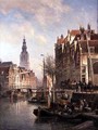 Street Scene on a Canal - Cornelis Christiaan Dommelshuizen