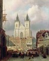 The Old Market Place at Prague - Cornelis Christiaan Dommelshuizen