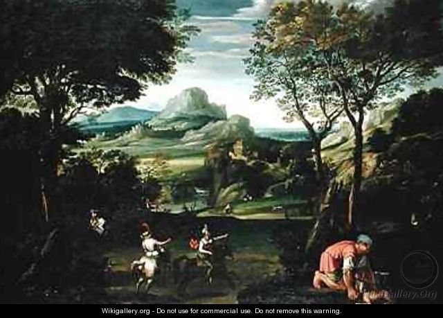 Landscape with Boats or Landscape with Hunting Scene - Domenichino (Domenico Zampieri)