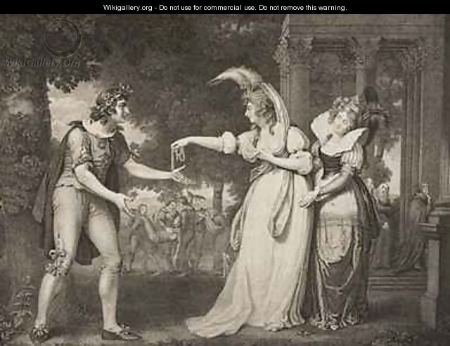 Lawn before the Dukes palace Act I Scene II from As You Like It from The Boydell Shakespeare Gallery - John Downman
