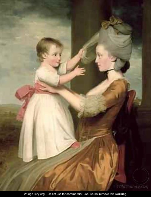A Portrait of Elizabeth Mortlock and her son John Mortlock the Younger - John Downman