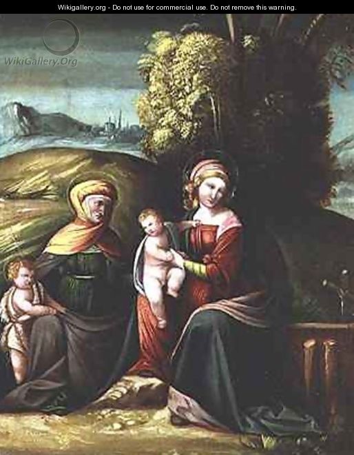 The Virgin and Child with St Elizabeth and St John in a landscape - Battista Dossi