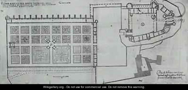 Plan of the enclosed gardens and Chateau de Gaillon 2 - J. Androuet (du Cerceau) Ducerceau