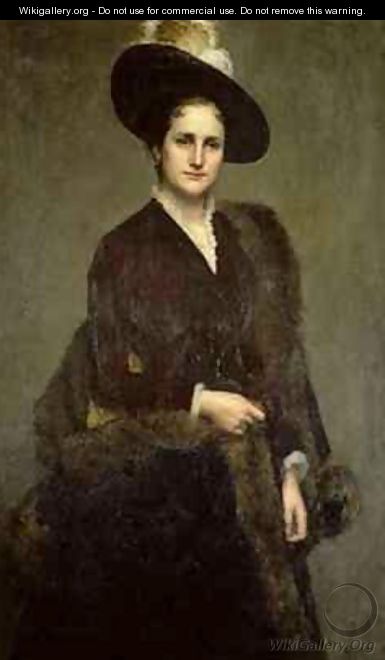 Portrait of Madame Jean Paul Casimir Perier in a Feather Hat - Paul Dubois