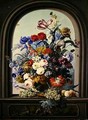 Still life of a niche with flowers - Johann Baptist Drechsler