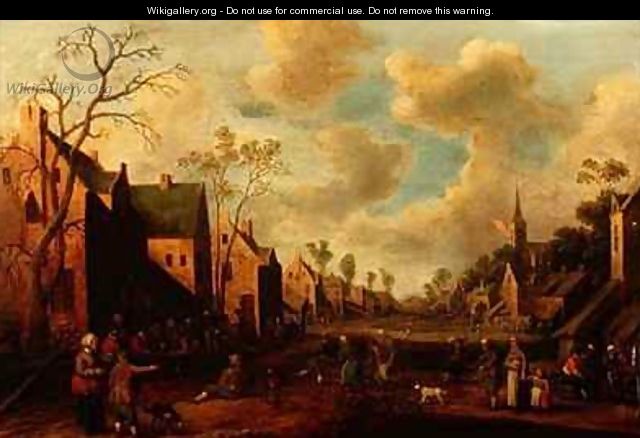 Peasants Merrymaking in a Village Street - Cornelius Droochsloot