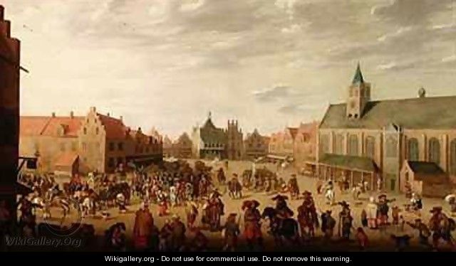 A military procession in the town square of Amersfoort - Joost Cornelisz. Droochsloot