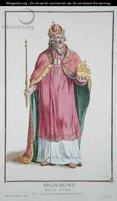 Sigismund Holy Roman Emperor from Receuil des Estampes representant les Rangs et les Dignites suivant le Costume de toutes les Nations existantes - Pierre Duflos