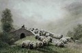 Highland Bridge with Shepherd and Flock - John Robert Keitley Duff