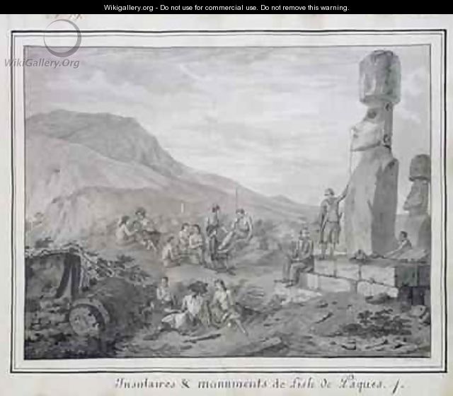 Islanders and Monuments of Easter Island - Gaspard Duche de Vancy