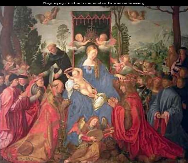 Garland of Roses Altarpiece - (after) Durer or Duerer, Albrecht