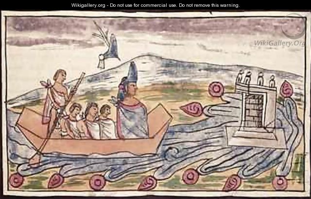 Fol 192v Montezuma II leaving rapidly after hearing of the landing of the Spanish - Diego Duran