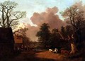 A Landscape with Figures Farm Buildings and a Milkmaid - Thomas Gainsborough