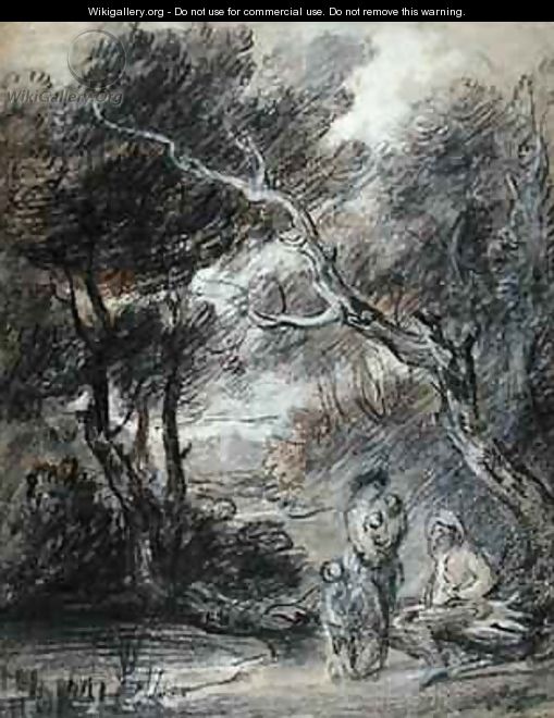 Wooded Landscape with Figures - Thomas Gainsborough