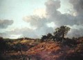 A wooded landscape in Suffolk with cows and a herdsman a village beyond - Thomas Gainsborough