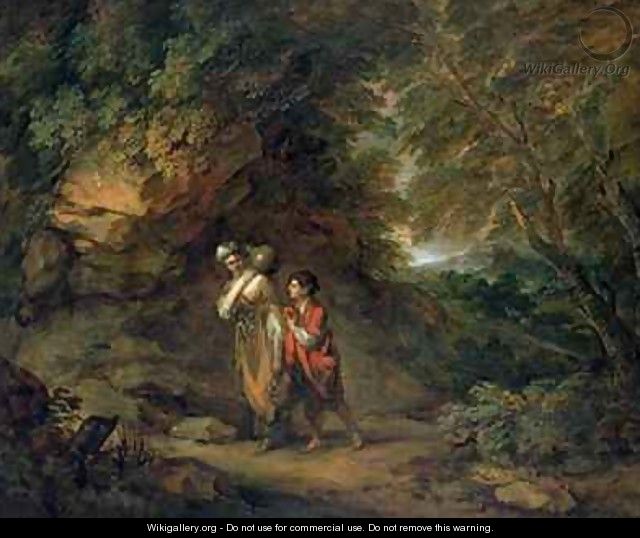 Rocky landscape with Hagar and Ishmael - Thomas Gainsborough