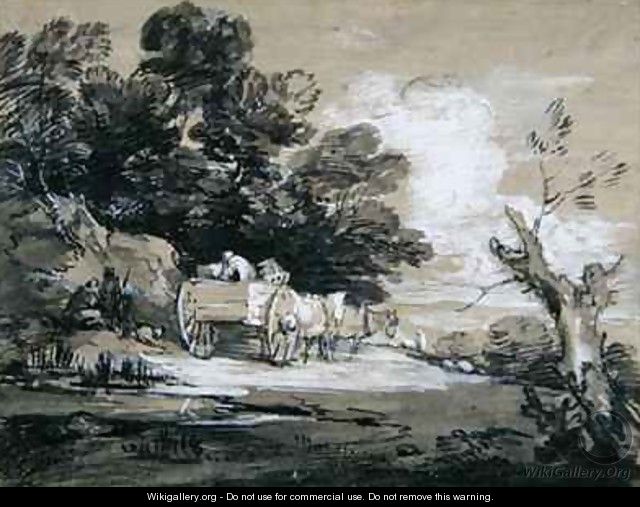 Wooded Landscape with Country Cart and Figures - Thomas Gainsborough