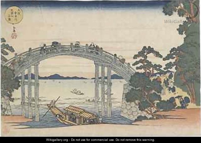 Stone Bridge over the Aji River at Mount Tenpo Edo period - Yashima Gakutei