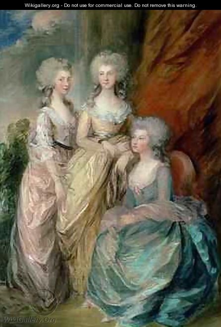 The three eldest daughters of George III Princesses Charlotte Augusta and Elizabeth - (after) Gainsborough, Thomas