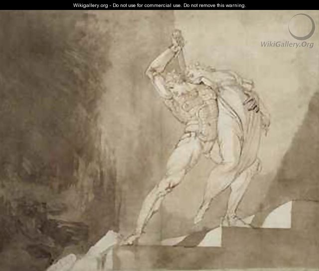 A Warrior Rescuing a Lady - Johann Henry Fuseli
