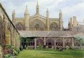 New College cloisters with gardener - John Fulleylove