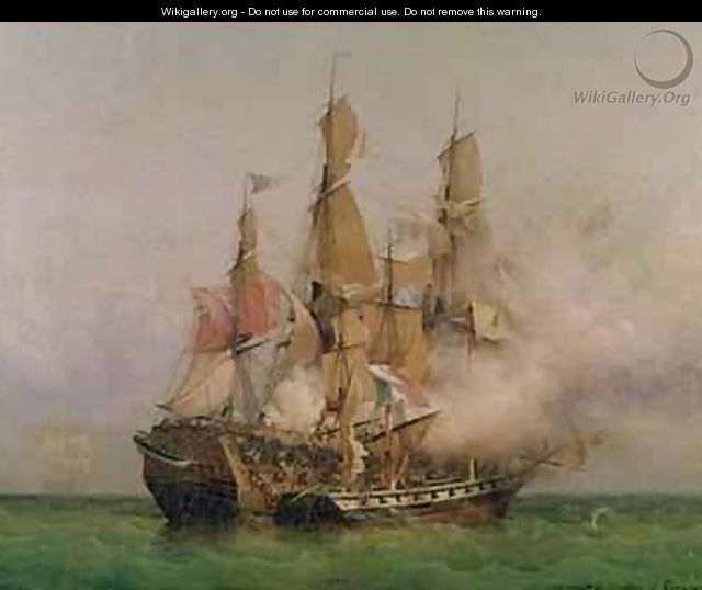 The Taking of the Kent by Robert Surcouf 1736-1827 in the Gulf of Bengal - Ambroise-Louis Garneray