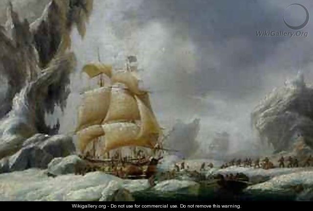 The Ship of Jules Dumont dUrville 1790-1845 Stuck in an Ice Floe in Antarctica - Ambroise-Louis Garneray