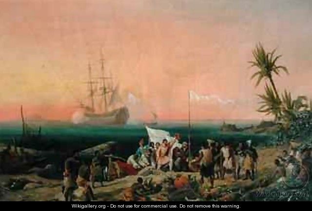 Jean de Bethencourt Norman Navigator discovering the island of Lanzarote in 1402 - Ambroise-Louis Garneray