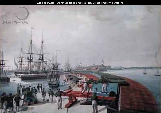 View of Revel the harbour and the Russian coast artillery - Johann Gau
