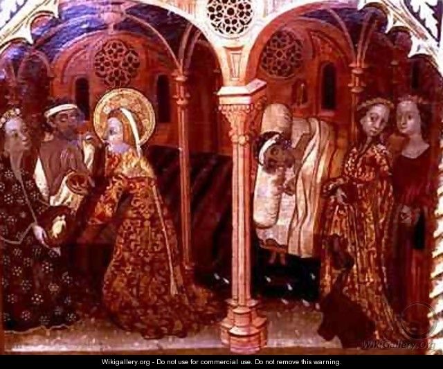 Saint Isabel Nursing the Sick a panel from the Alterpiece of Saint Bartholomew and Saint Isabel - Guerau Gener
