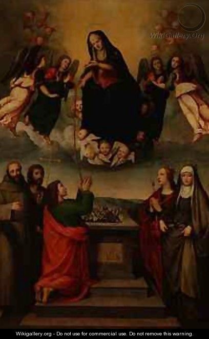 The Virgin of the Sacred Girdle with SS Thomas Francis John the Baptist Ursula and Elizabeth of Hungary - Ridolfo Ghirlandaio