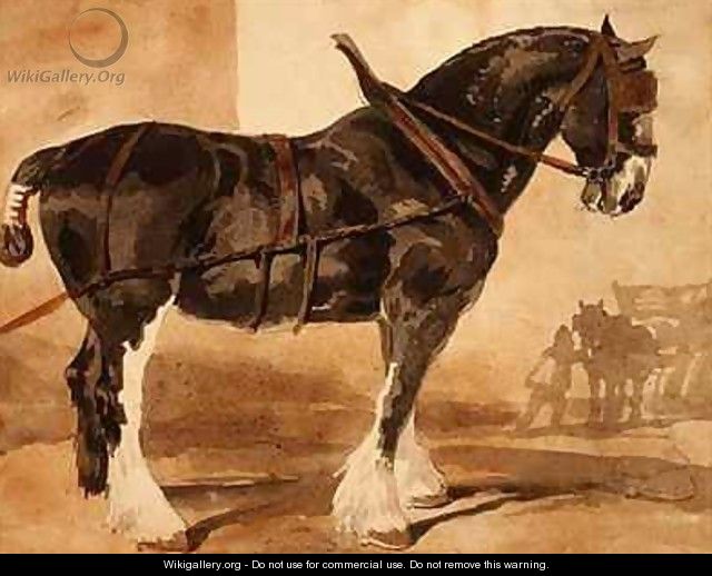 Harnessed black horse - Theodore Gericault