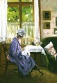 Lady Sewing by a Window - George Gerlach